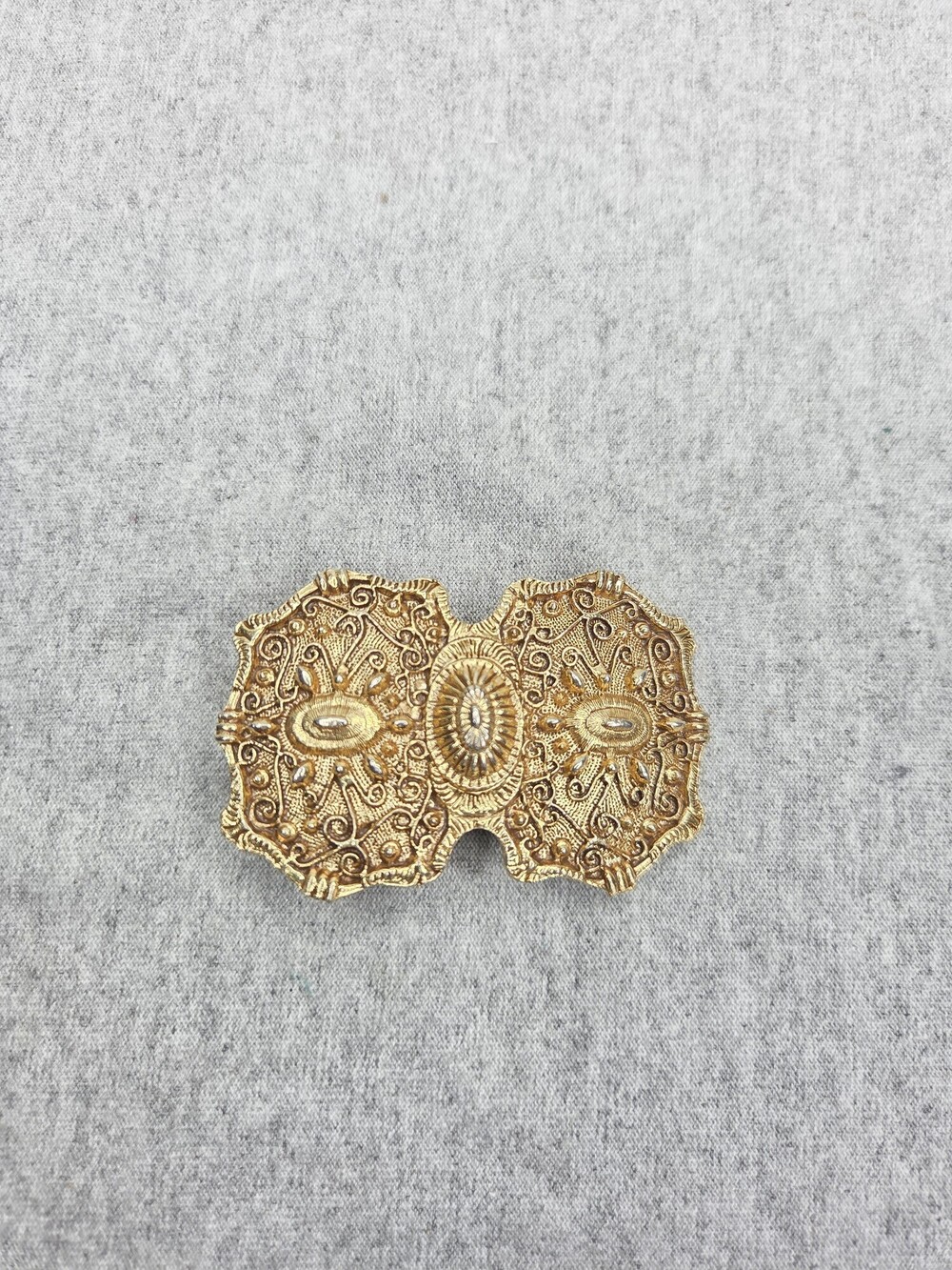 Vintage 1980s Womens Etruscan Revival Gold Tone Belt Buckle Ornate Statement